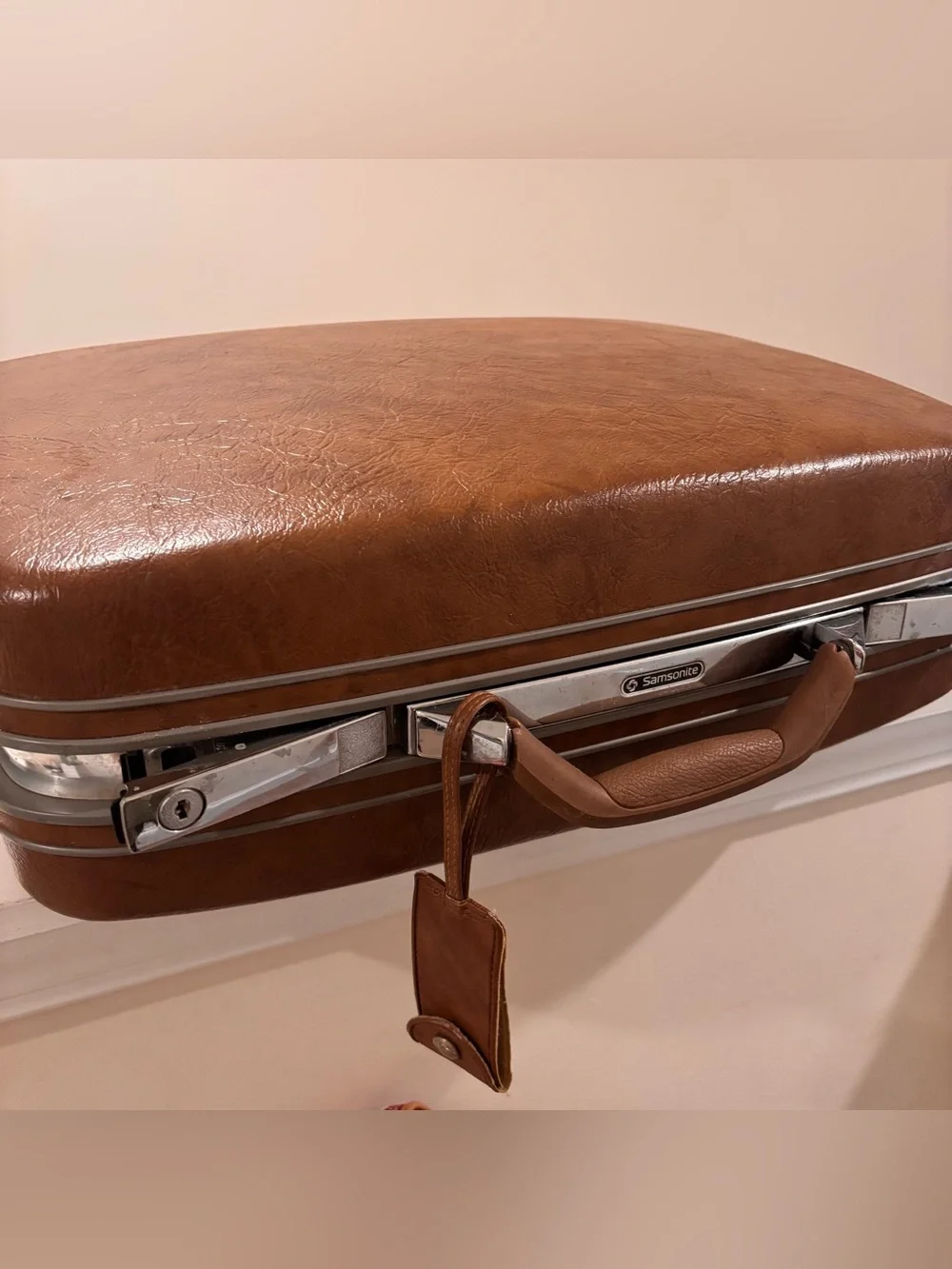 SAMSONITE HARD SHELL PLASTIC SUITCASE LUGGAGE RARE VINTAGE BROWN